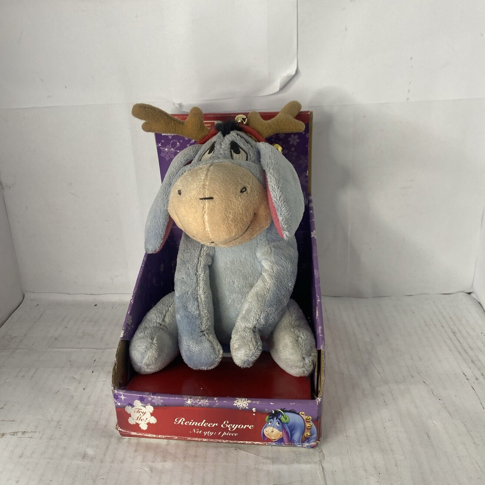 Disney Eeyore Reindeer Plush Singing 7.5” Stuffed Animal Gemmy Decor NEW In Box