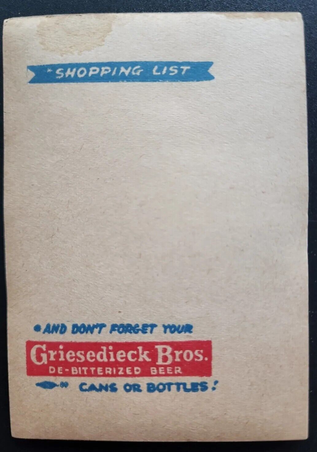 Vintage Griesedieck Bros.  Shopping List Pad Advertising  New Old Stock PB41