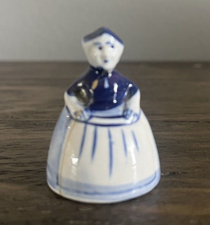 Vintage Delft Blue Porcelain Woman Miniature