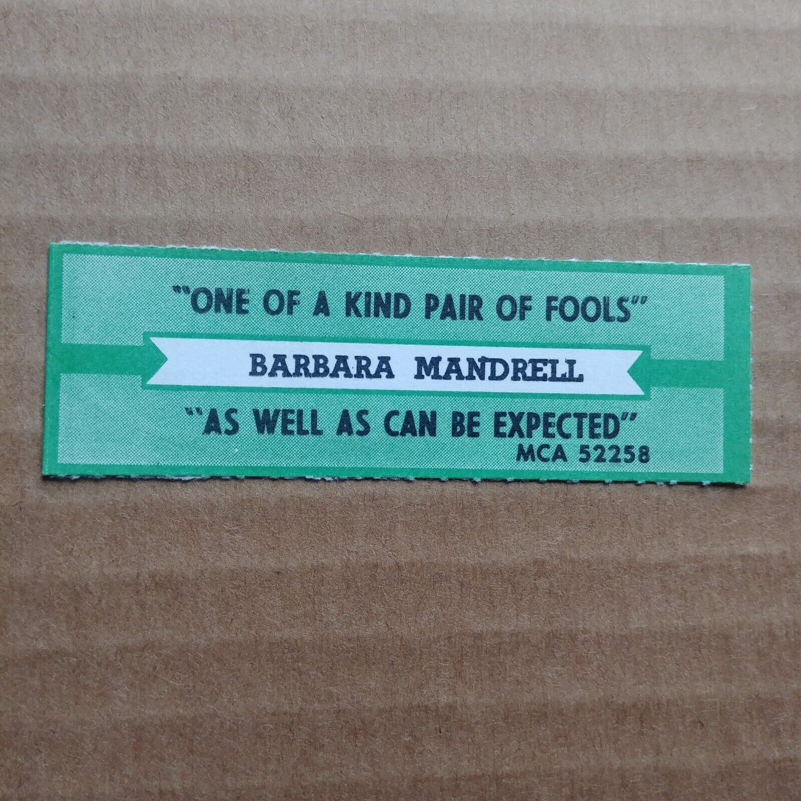BARBARA MANDRELL One Of A Kind Pair Of Fools JUKEBOX STRIP Record 45 rpm 7\