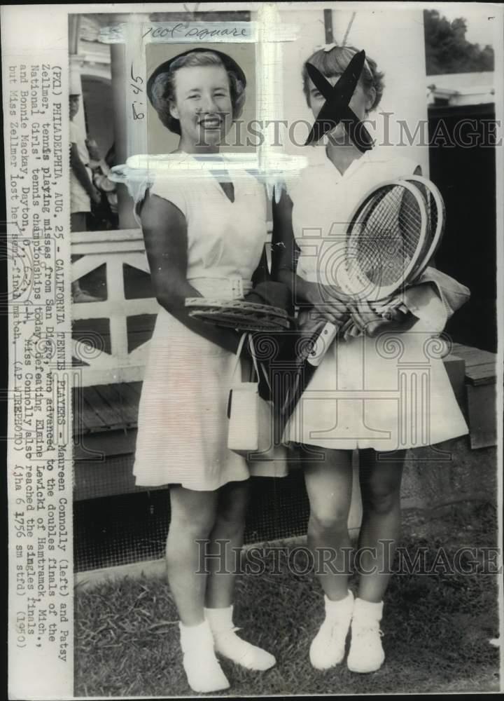 1950 Press Photo Maureen Connolly & Patsy Zellmer, tennis championships, PA
