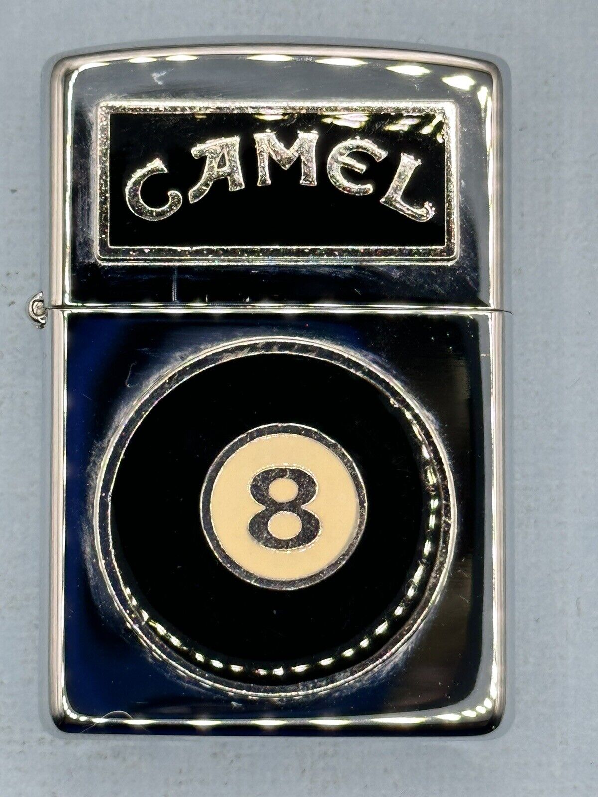 Vintage 1994 Camel 8 Ball Emblem High Polish Chrome Zippo Lighter NEW