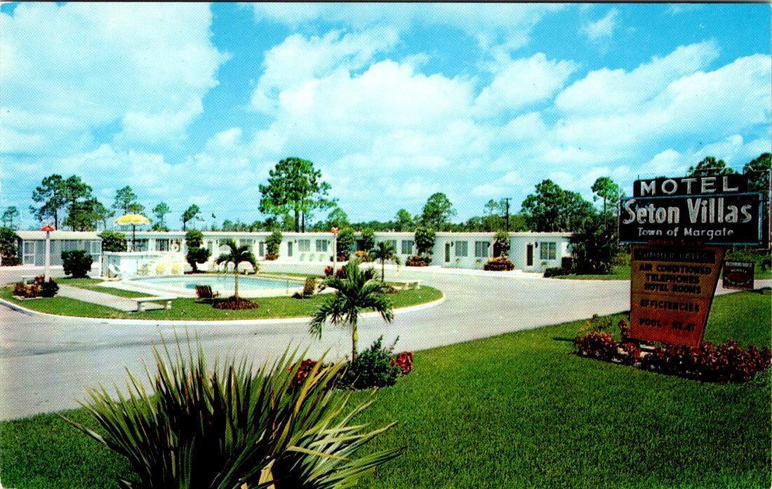 Margate, FL Florida SETON VILLAS MOTEL Roadside BROWARD COUNTY ca1950's Postcard