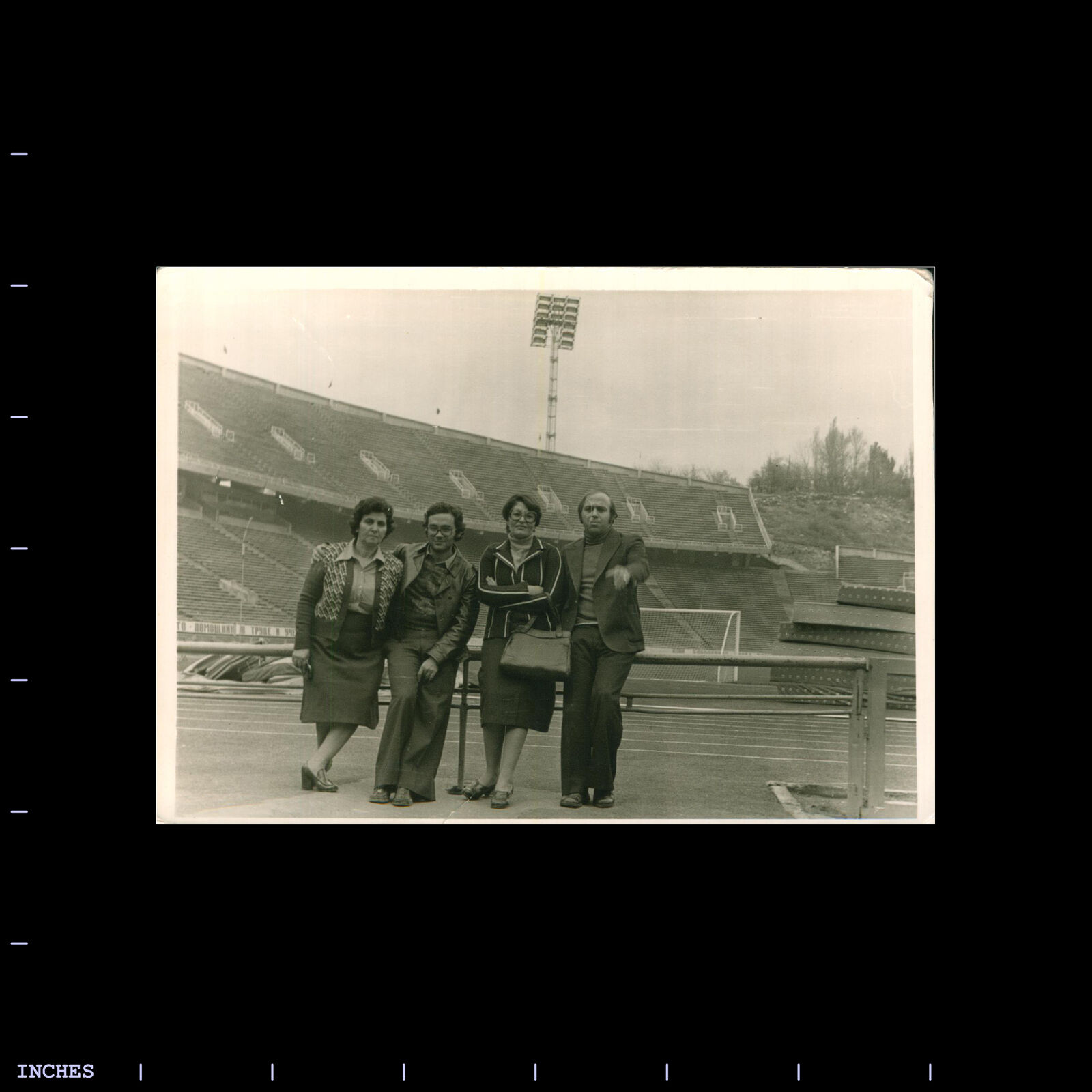 Vintage Photo MEN AND WOMEN BY SOCCER STADIUM