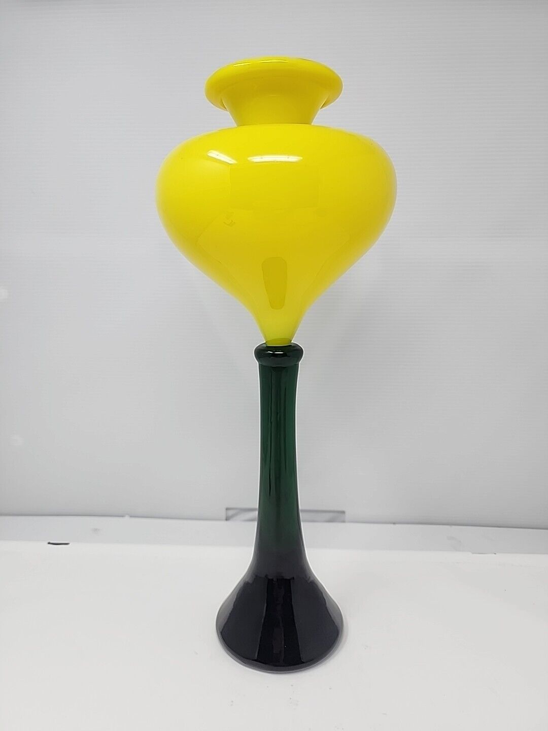 Vintage Post-Modern Ettore Sottsass Style Vase Art Glass 80\'s Art Deco 15\
