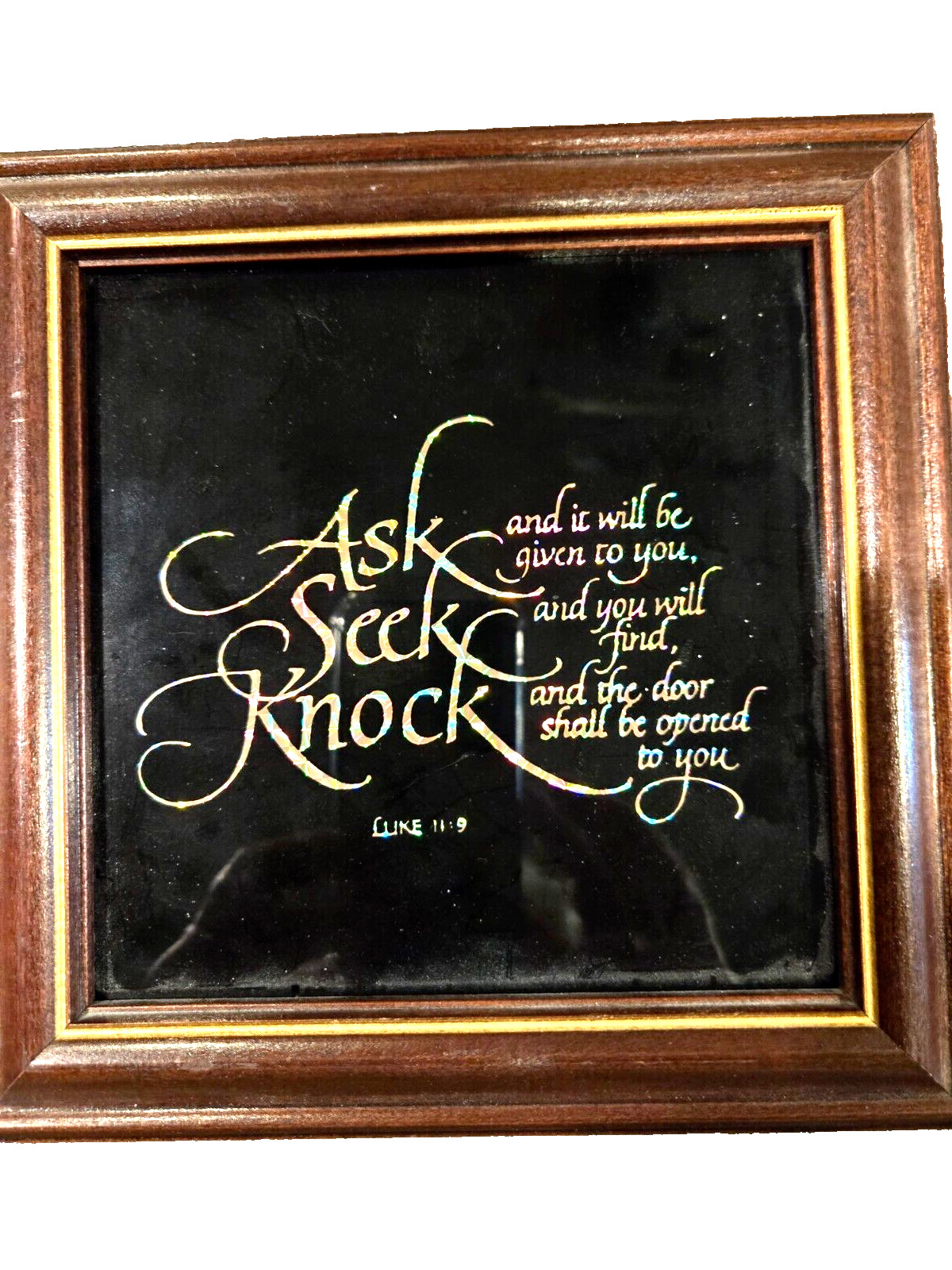 Gold Foil Framed Scripture Luke 11:9 Ask Seek Knock