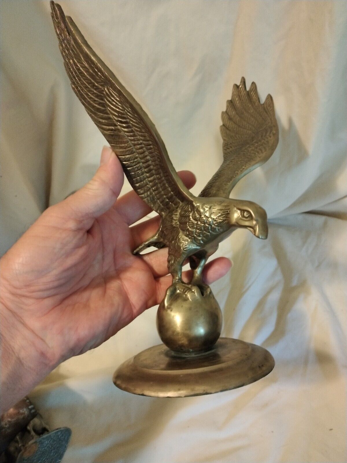Vintage Solid Brass American Bald Eagle 10 In Tall Beautiful Piece