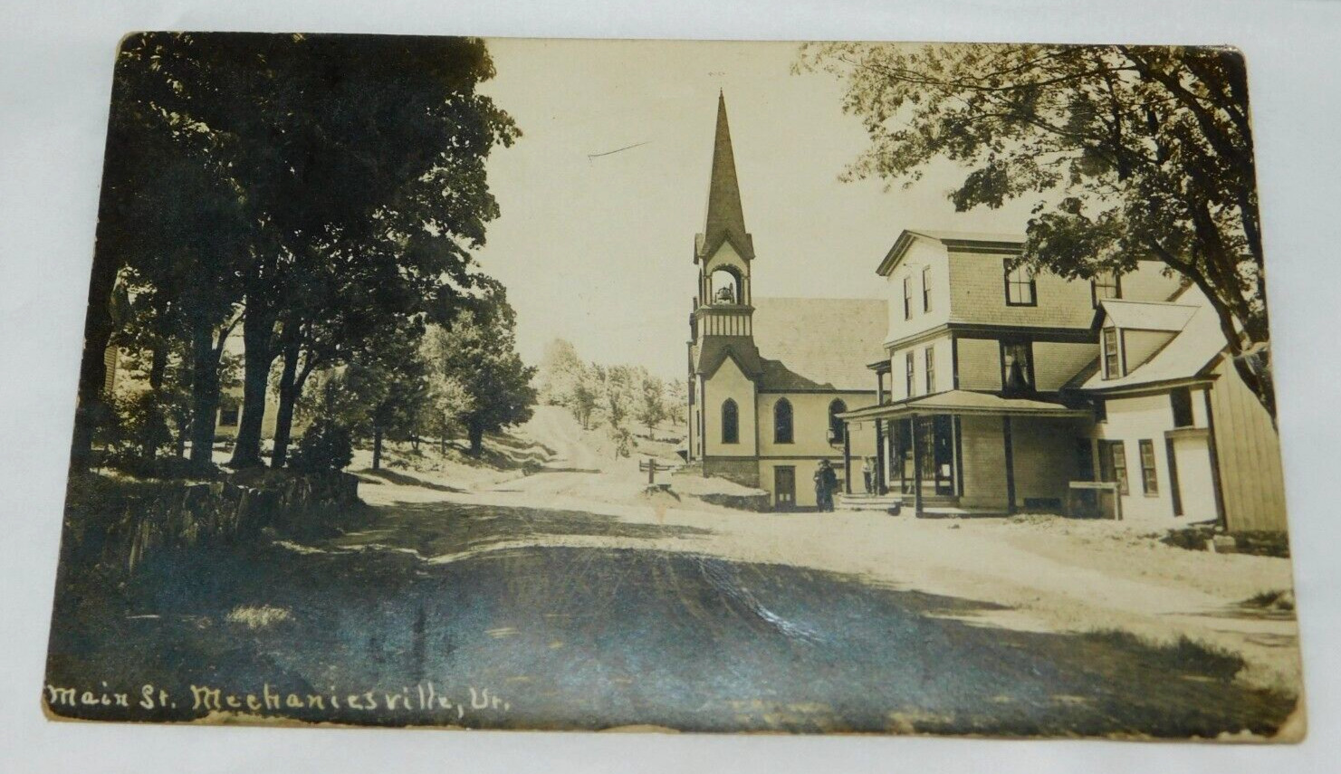 RPPC Mechanicsville Vermont Main Street View Photo Postcard