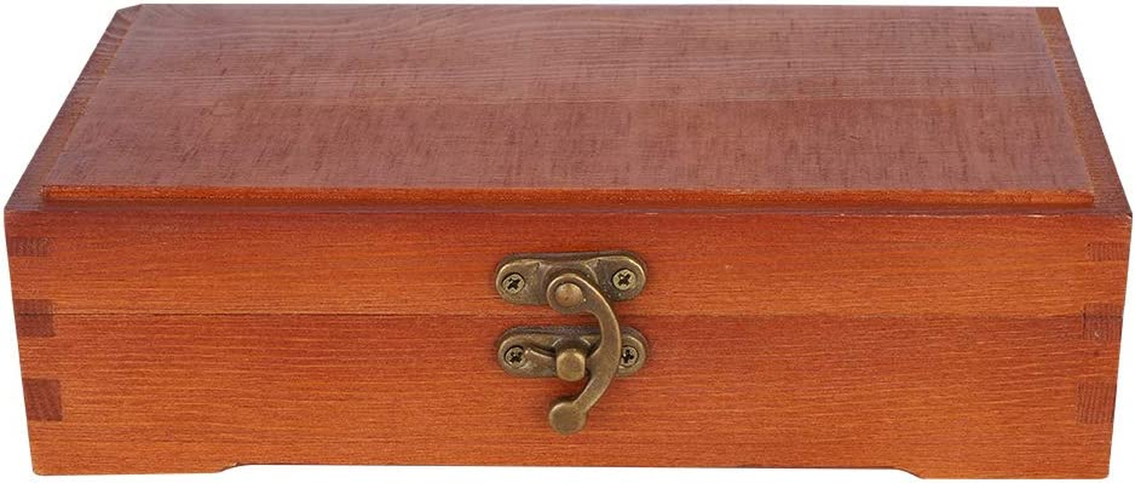 Art Supply Wooden Storage Box, Small Vintage Storage Box with Hinged Lid and Loc