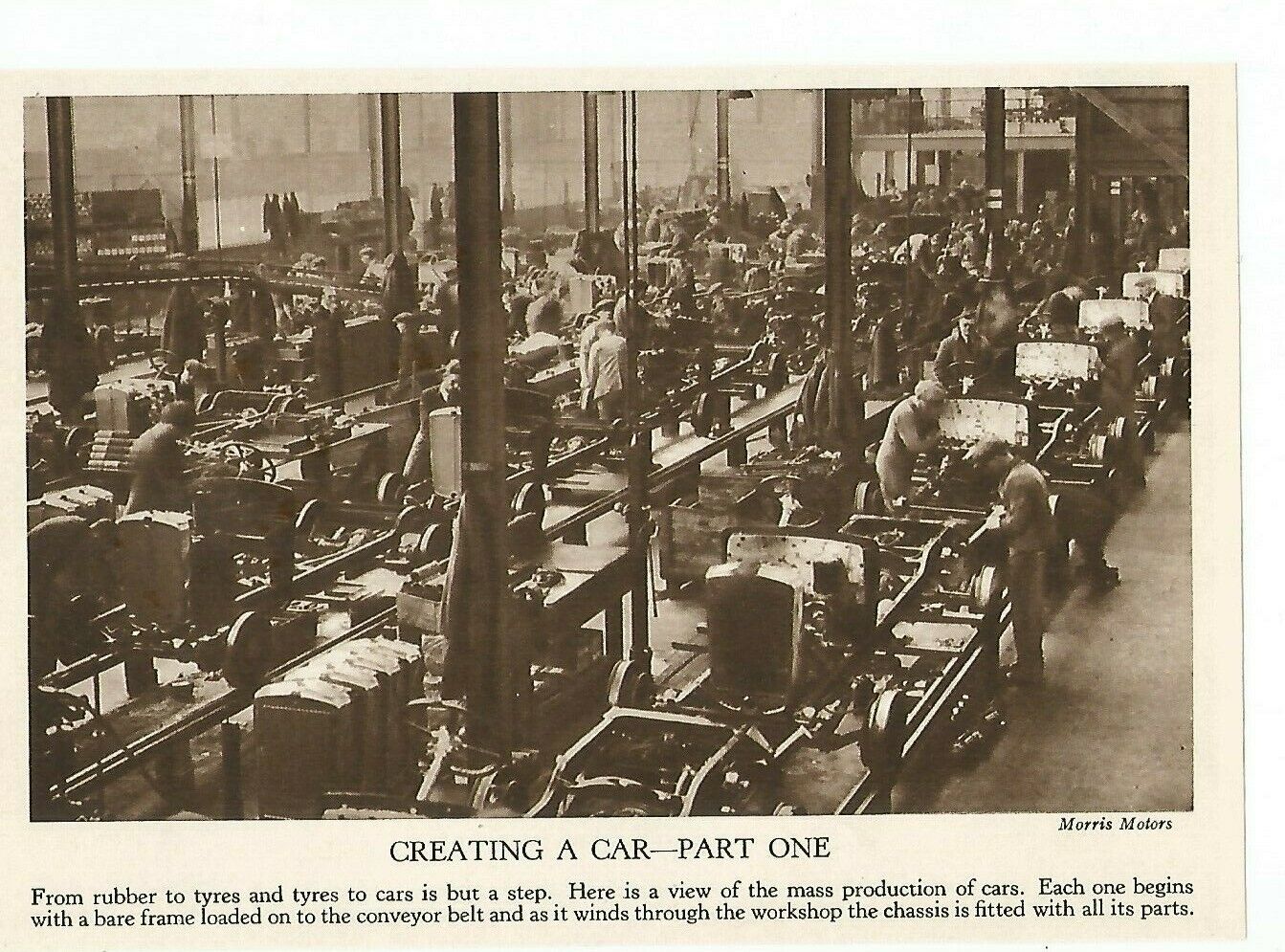 CREATING A CAR PART ONE PRODUCTION LINE CONVEYOR BELT WORKSHOP c 1935 CLIPPING