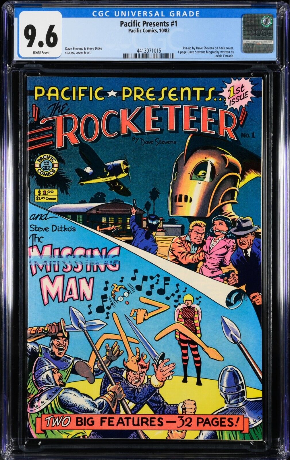 Pacific Presents #1 CGC 9.6 Comics 1982 The Rocketeer Dave Stevens Cover Bio
