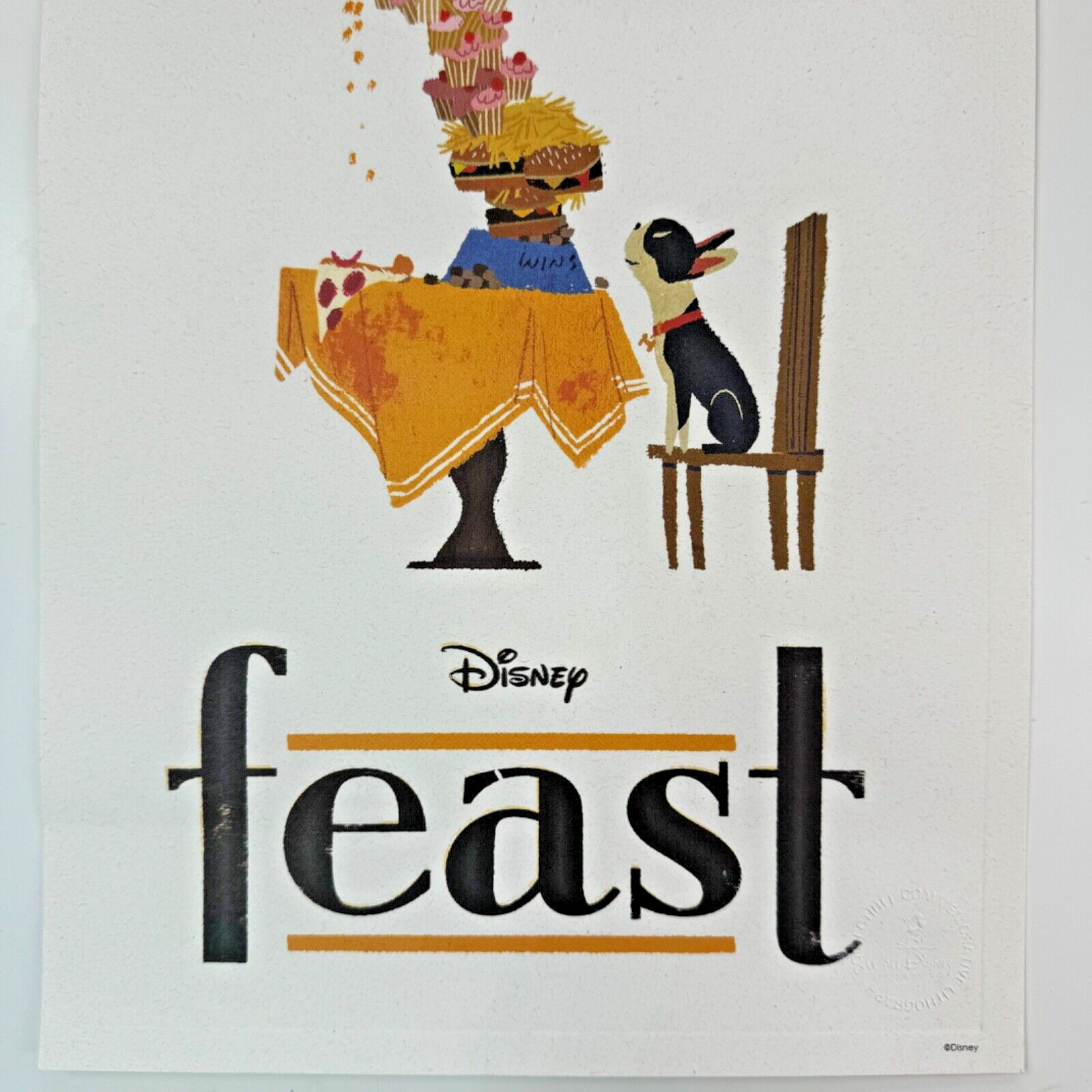 Disney Short Film Feast Movie Poster Collectible Commemorative Lithograph EUC