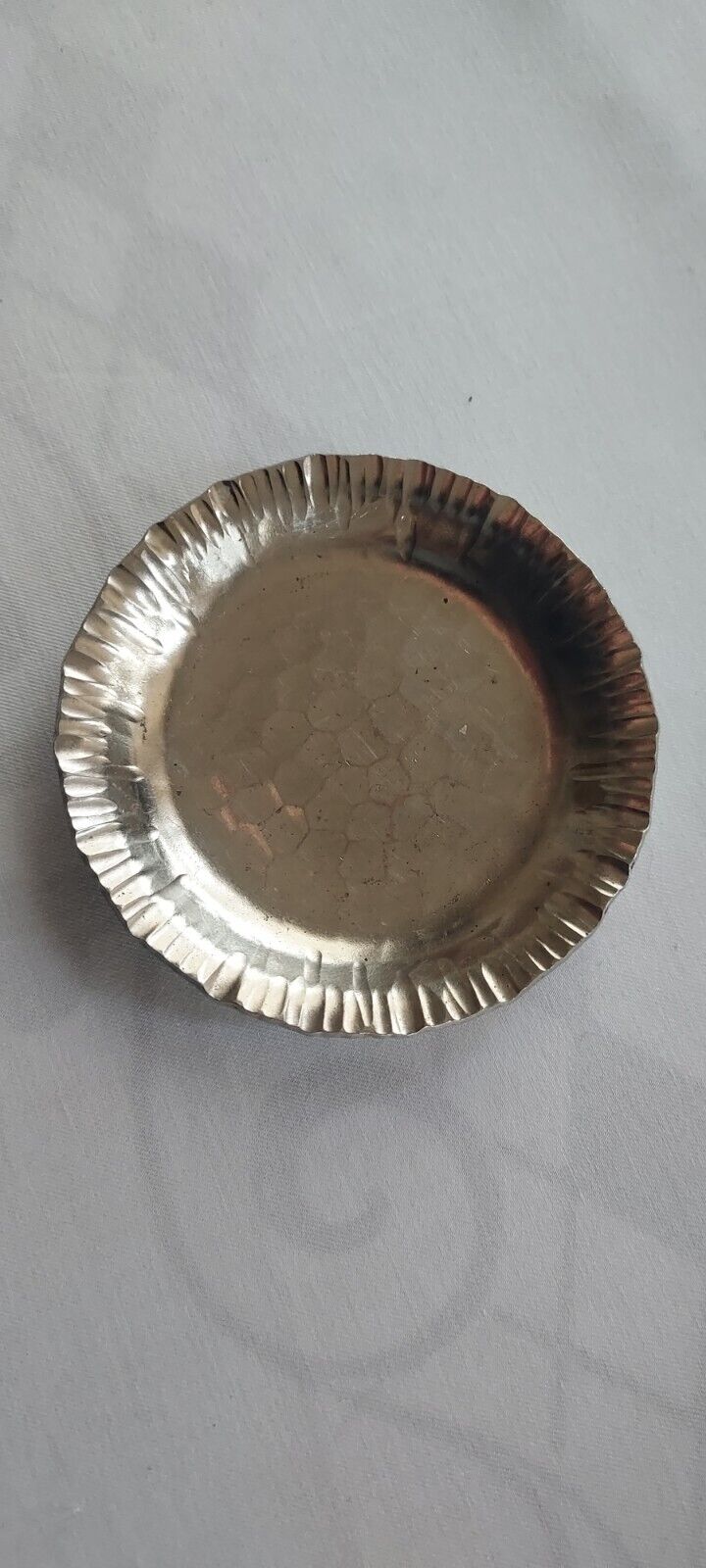 Roycroft Hammered Brass Dish Small Marked Silver Color 
