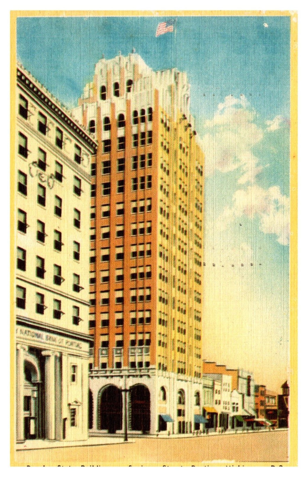 postcard Peoples State Building-Saginaw Street Pontiac Michigan 8552