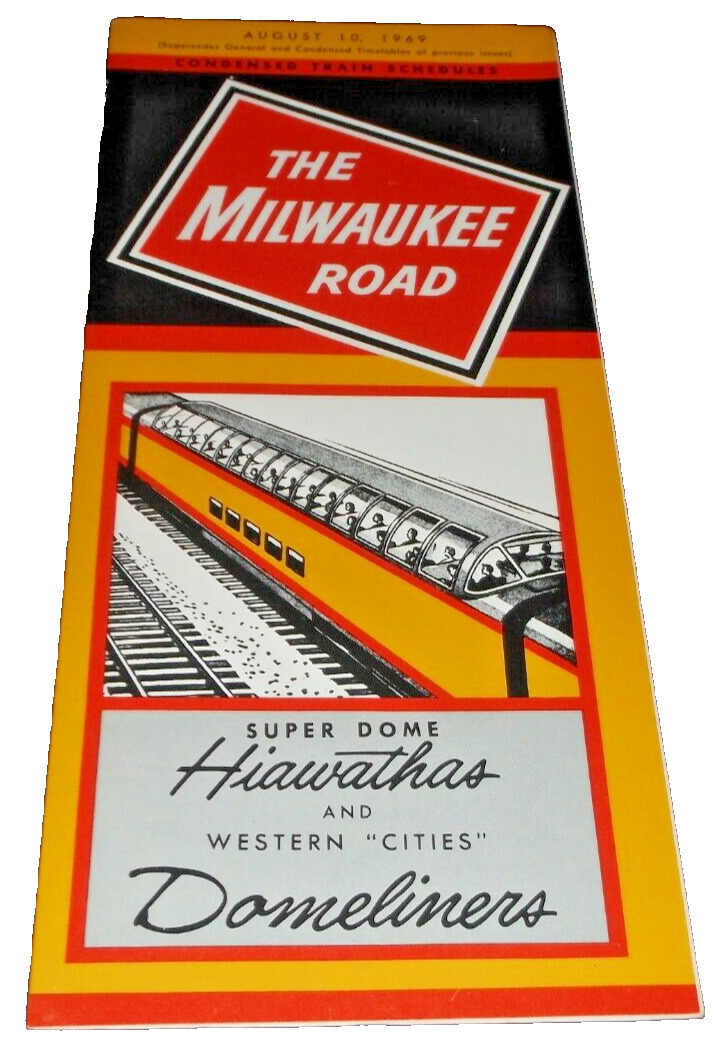 AUGUST 1969 MILWAUKEE ROAD CONDENSED SYSTEM PUBLIC TIMETABLE