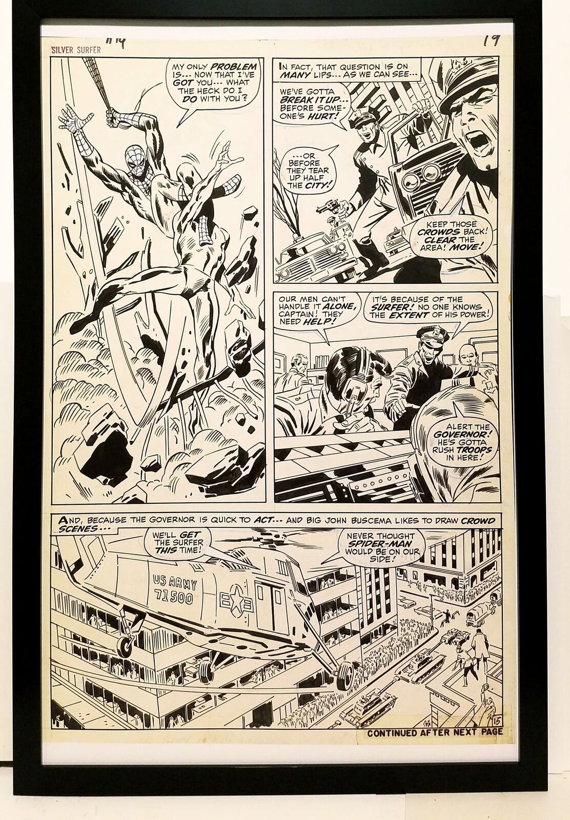 Silver Surfer #14 pg. 15 by John Buscema 11x17 FRAMED Original Art Print Marvel 