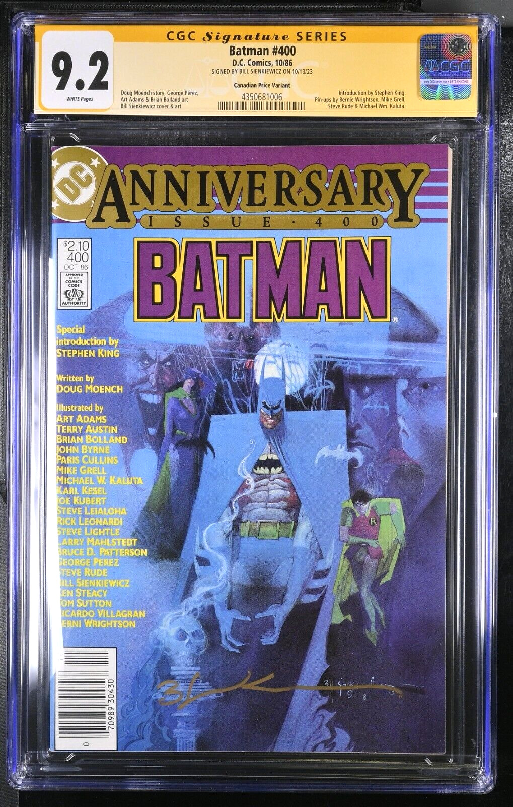 Batman #400 CGC SS 9.2 Signed by Sienkiewicz ULTRA RARE CANADIAN VARIANT CPV