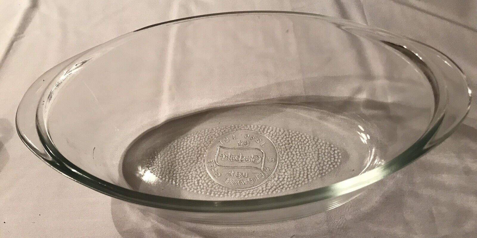 Vintage Glasbake 1 Qt Clear Glass Oval Baking Dish 235 10\
