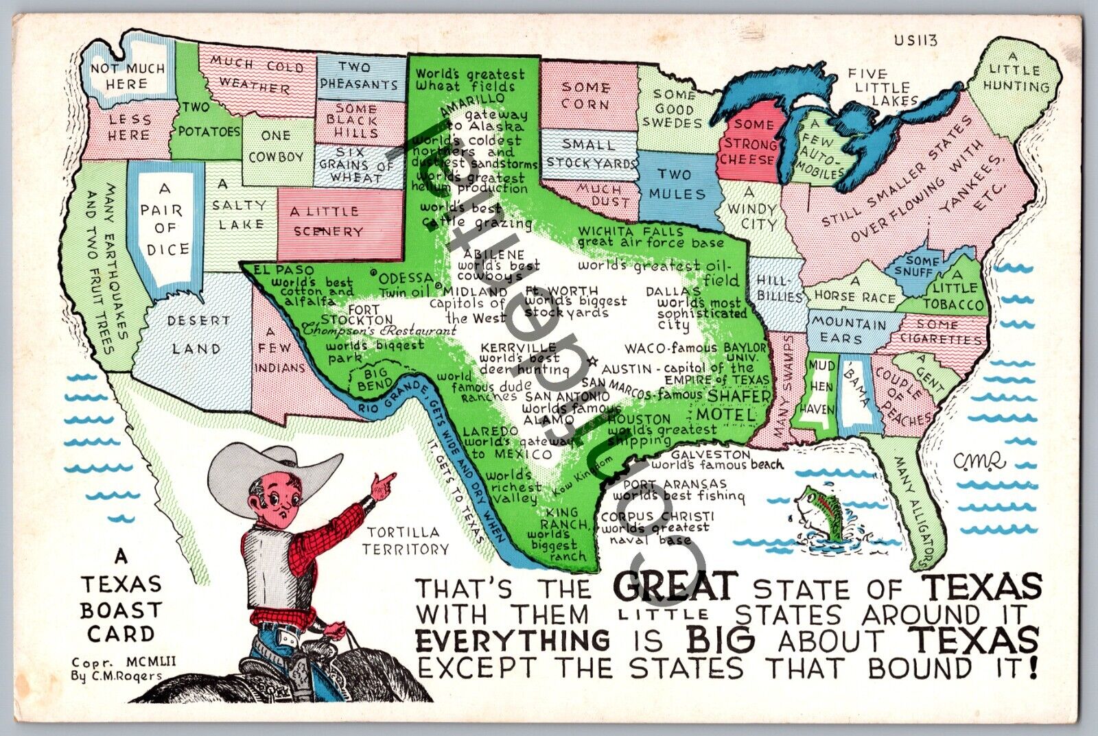Jumbo Texas Boast State Map TX 6\