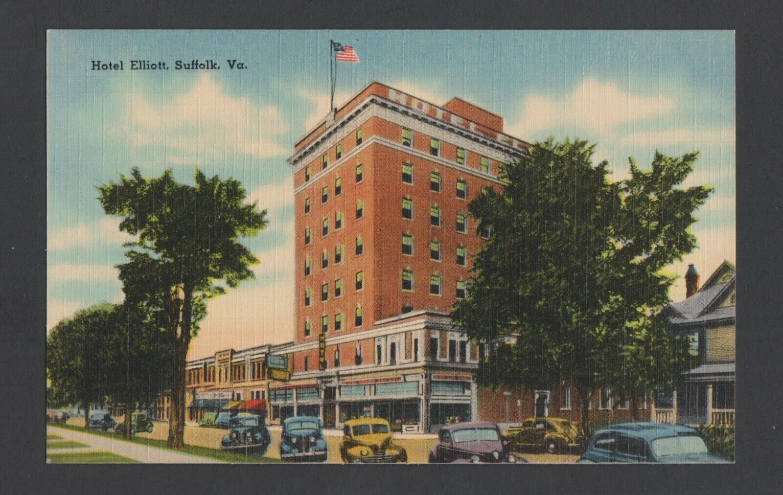 vintage linen postcard - Hotel Elliott, Suffolk, Virginia - never posted