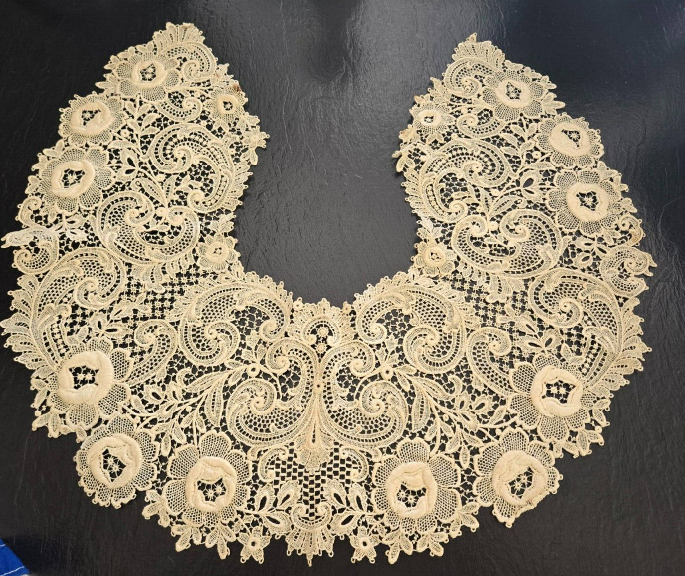 ANTIQUE,19th Century, THE MOST DELICATE & BEAUTIFUL,LACE,COLLAR,HUGE #4