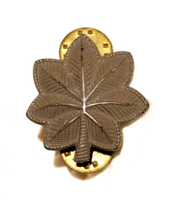 Vintage Military Pin, Oak Leaf Pin, Brown