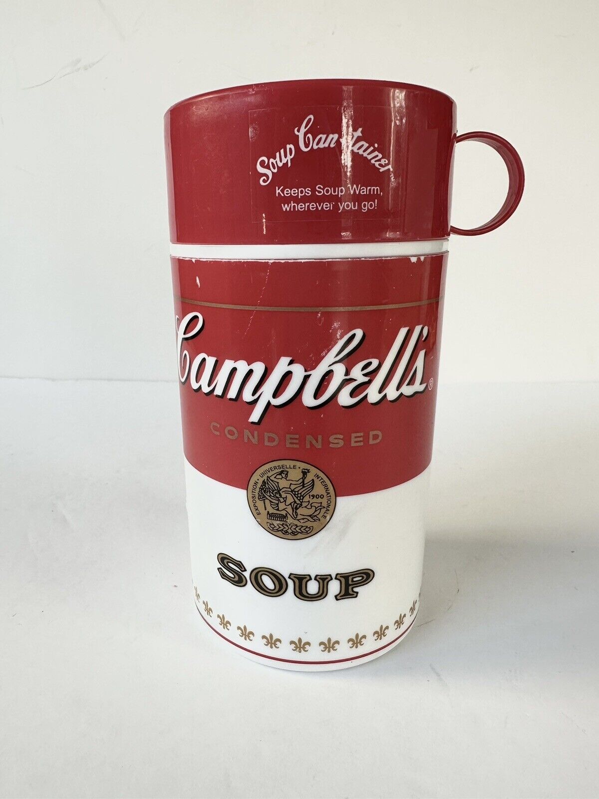Campbell\'s Condensed Soup 11.5 oz Retro Thermos Red Plastic Screw on Lid 2010
