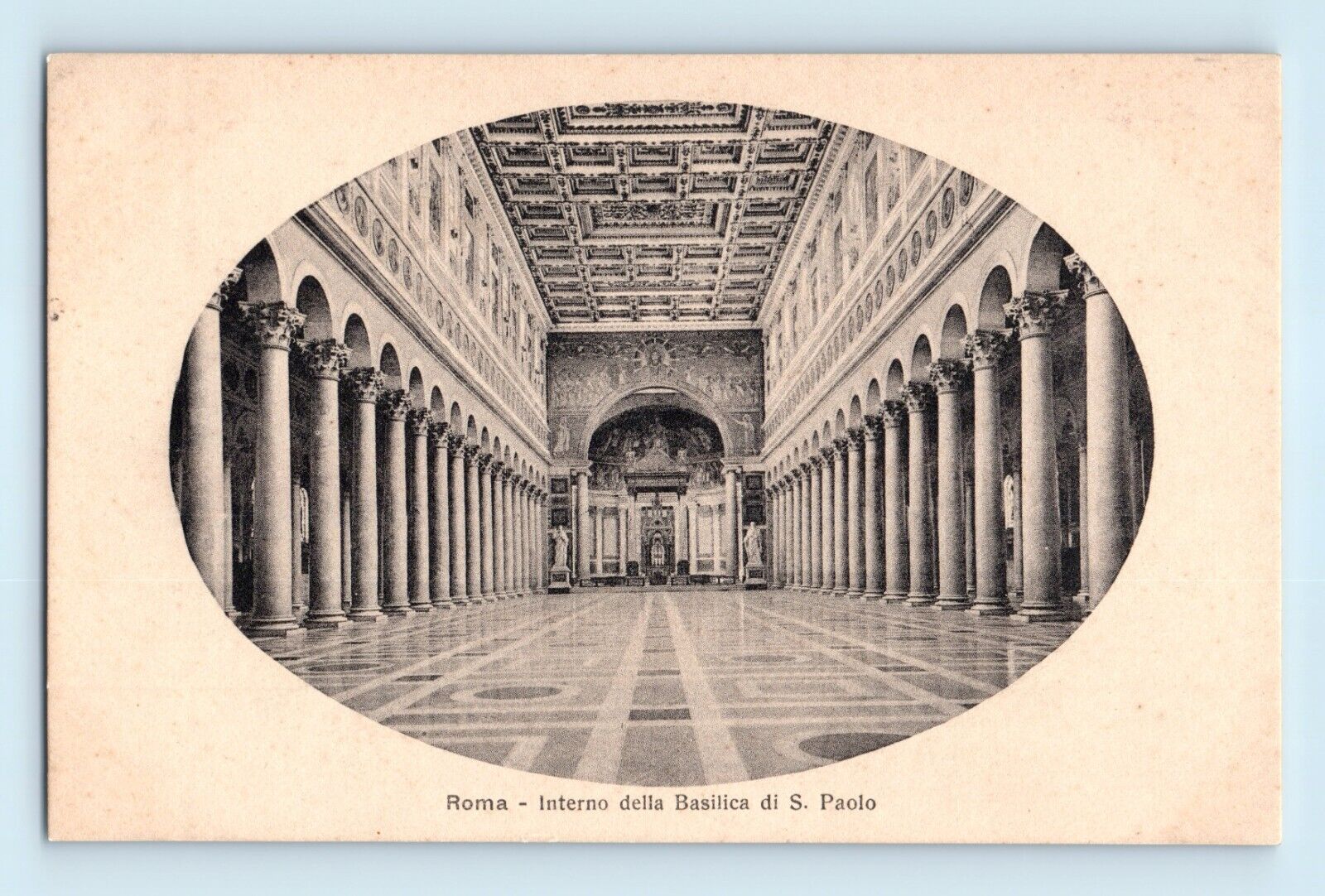 Basilica of Saint Paul Inside View Interno della  Rome Italy Vintage Postcard B8