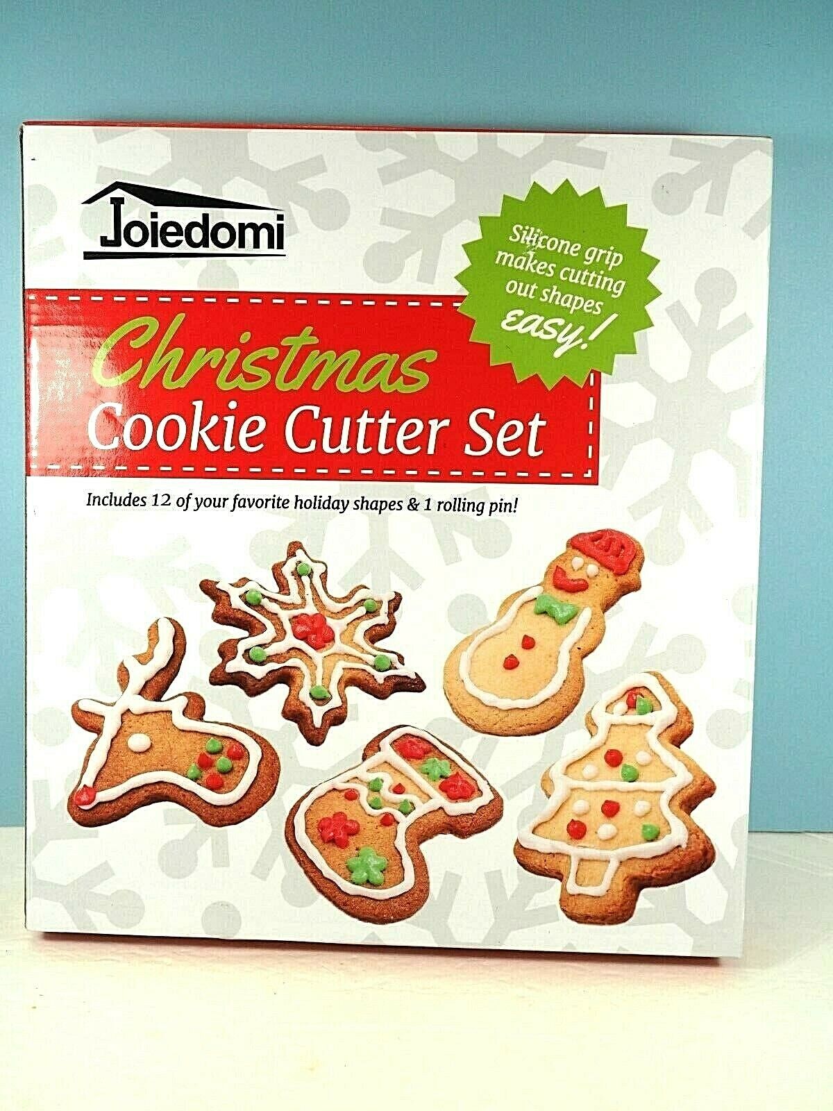 New Joiedomi Christmas Cookie Cutter Set 12 Shapes, 1 Rolling Pin