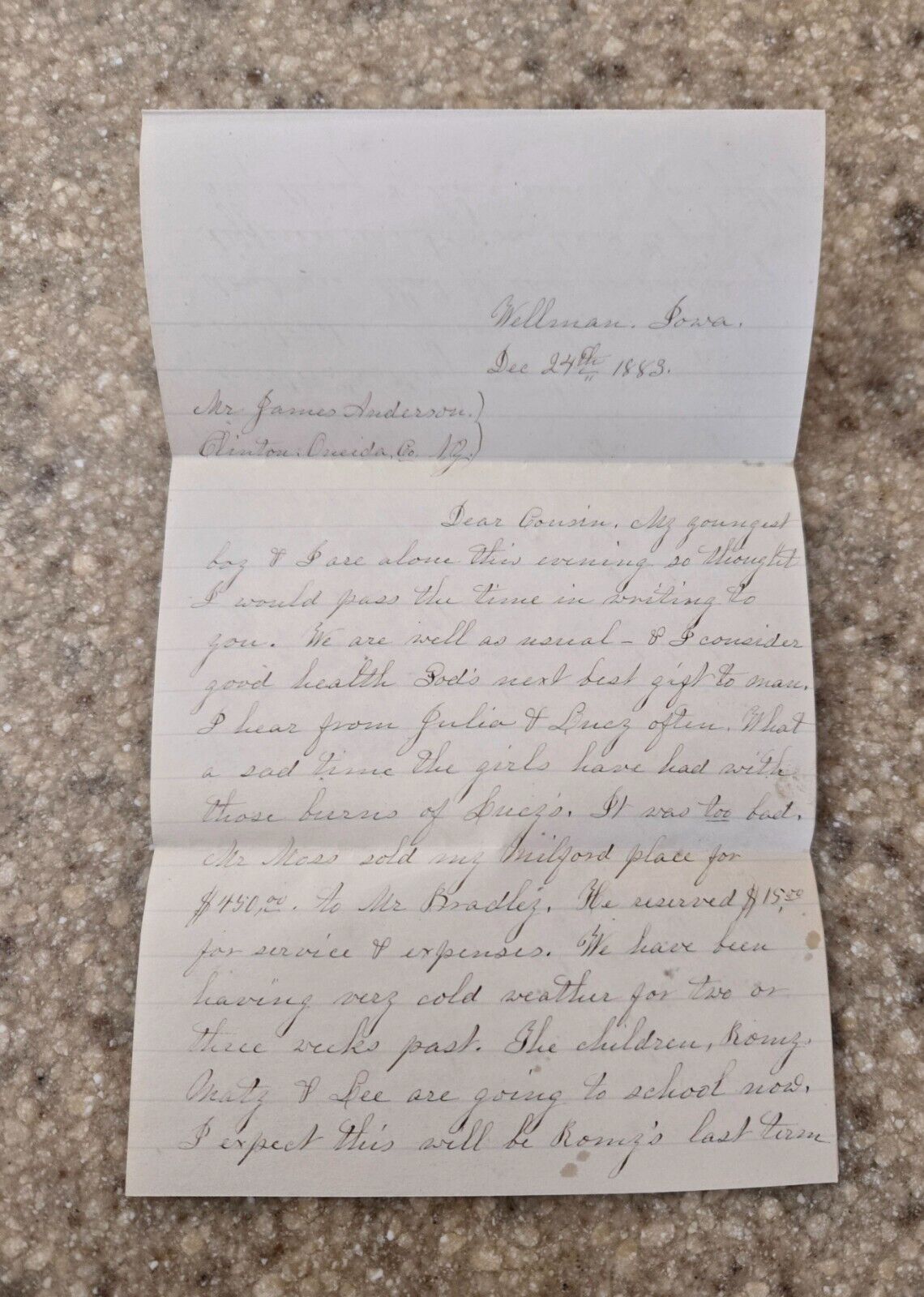 Antique letter~ December 1883