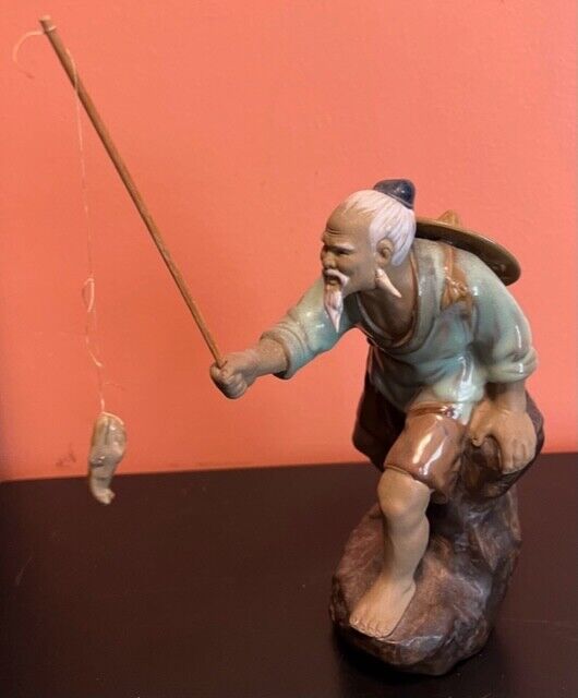 Vintage Chinese Fisherman MUDMAN Figurine