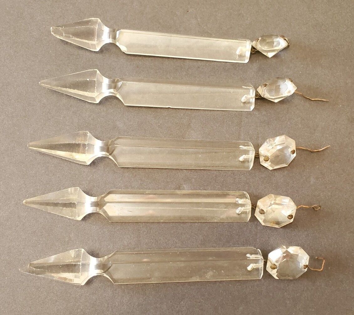 Vintage 6 Inch Glass Spear Prisms Crystals Drops For Hanging Lamps Chandelier 