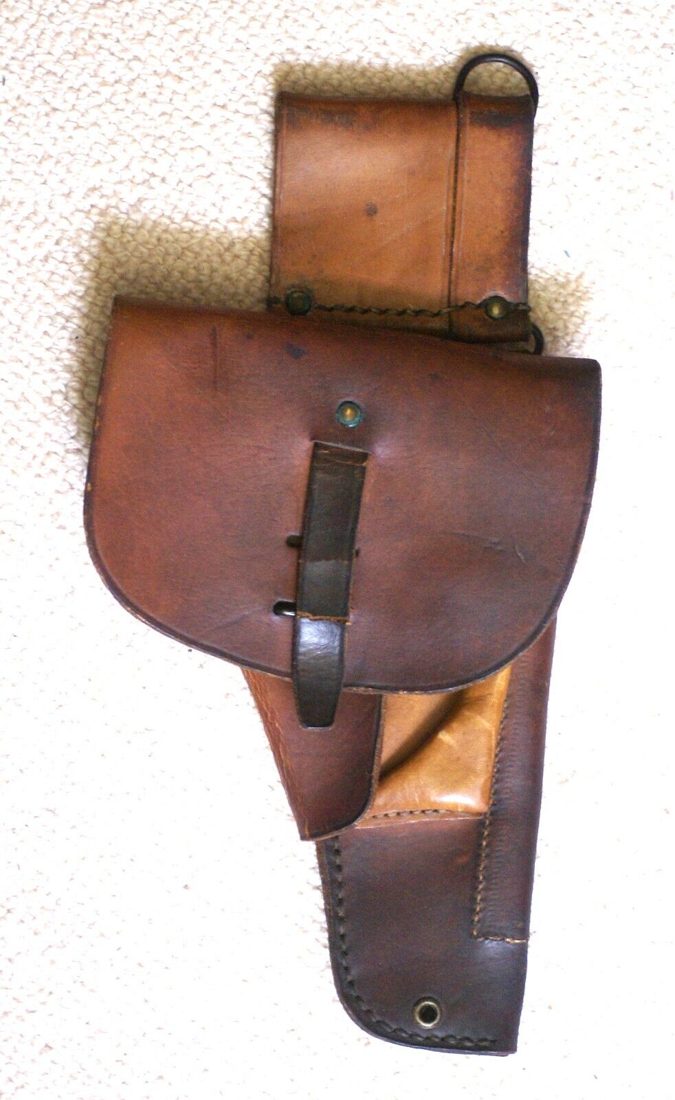 French army officer\'s leather holster, nicely stamped inside