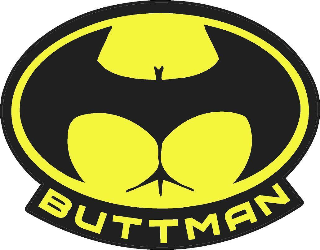Funny Buttman Superhero Hardhat Helmet Vinyl Sticker Decal