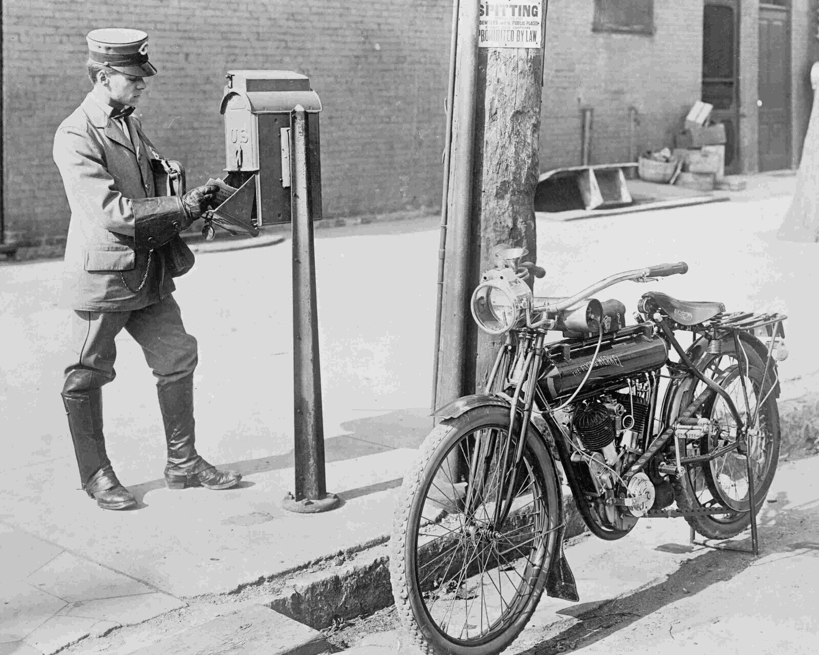 mailman & motorcycle Vintage Old Photo 8.5 x 11 Reprints