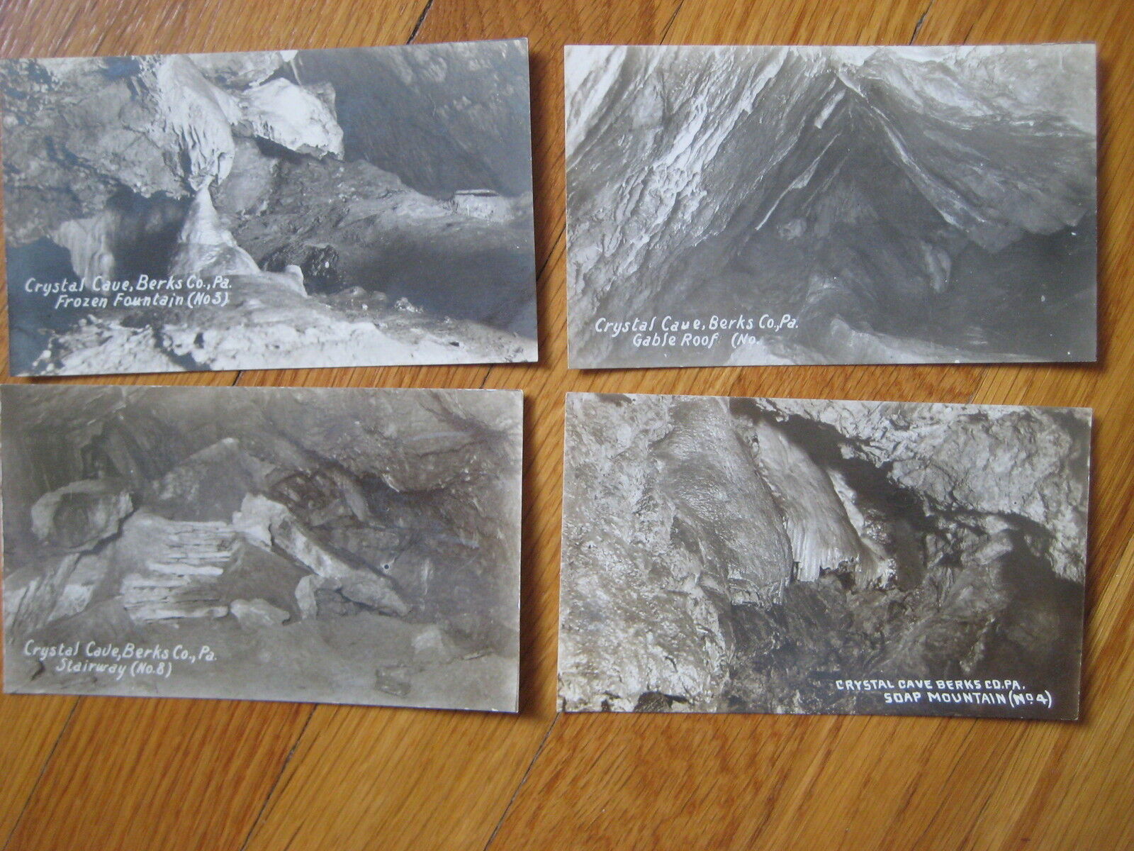 antique RPPC Crystal Cave Berks County PA 4 B&W real photo POSTCARDS cavern rock