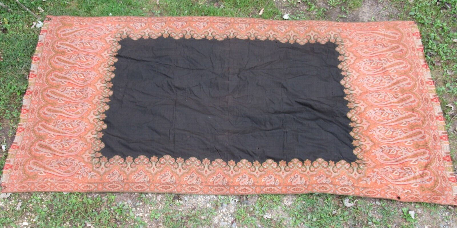 Large antique Scottish Paisley Shawl wrap textile 120\