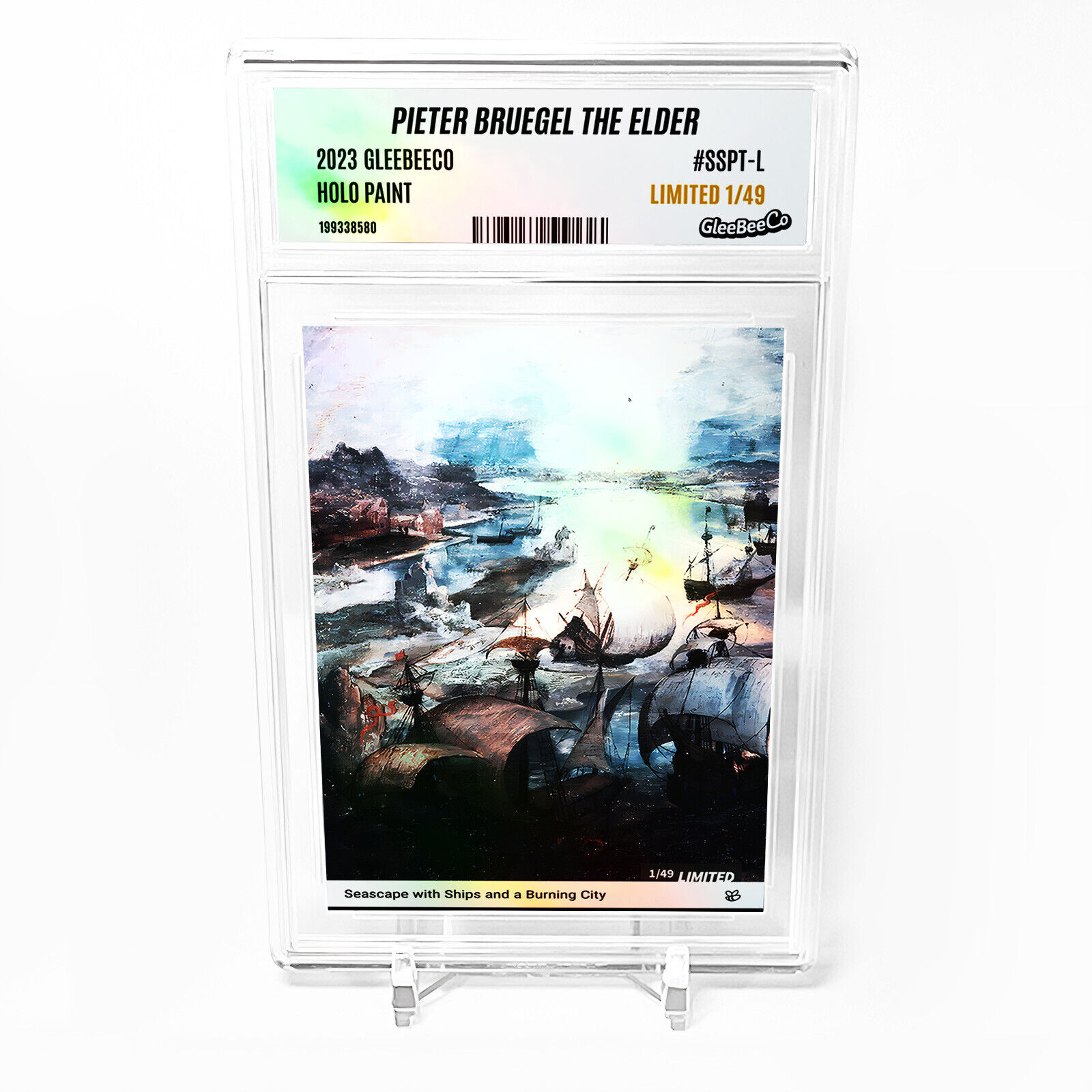 SEASCAPE WITH SHIPS AND A BURNING CITY 2023 GleeBeeCo Holo Card #SSPT-L /49