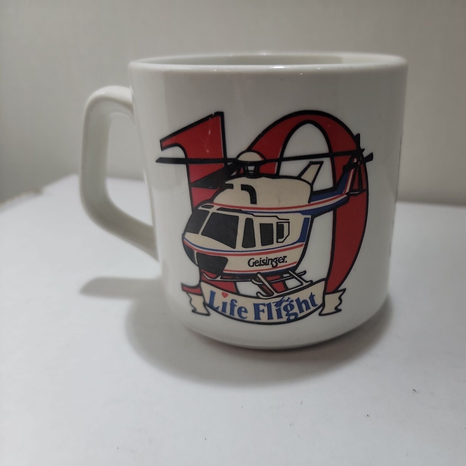 Geisinger Life Flight 10th Anniversary Coffee Mug Helicopter Air Ambulance