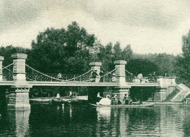 Vintage Postcard Public Gardens Boston Mass. Massachusetts Lake Bridge Boats 