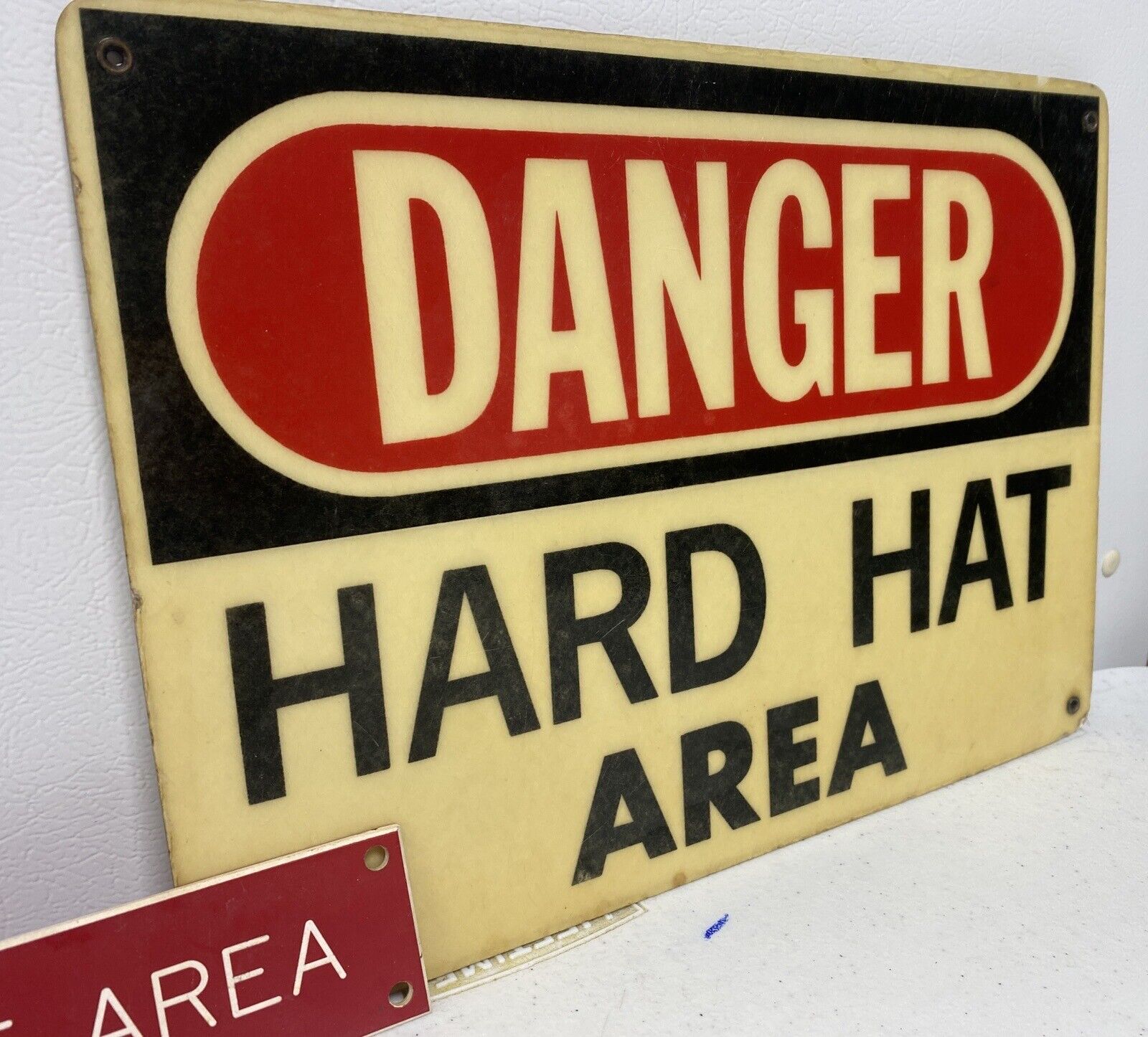 Lot of 2 Hard Hat Safety Warning Signs (From Drilling Rig Gulf of Mexico)