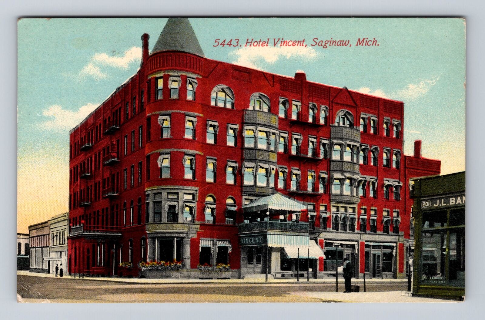 Saginaw MI-Michigan, Hotel Vincent, Advertising, Antique Vintage c1912 Postcard