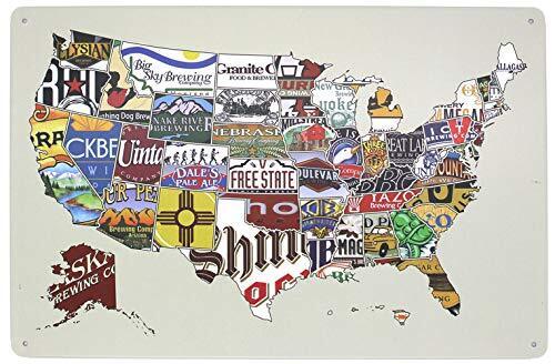 American Craft Beer Week Beer States Map Poster Metal Tin Sign Wall Decor