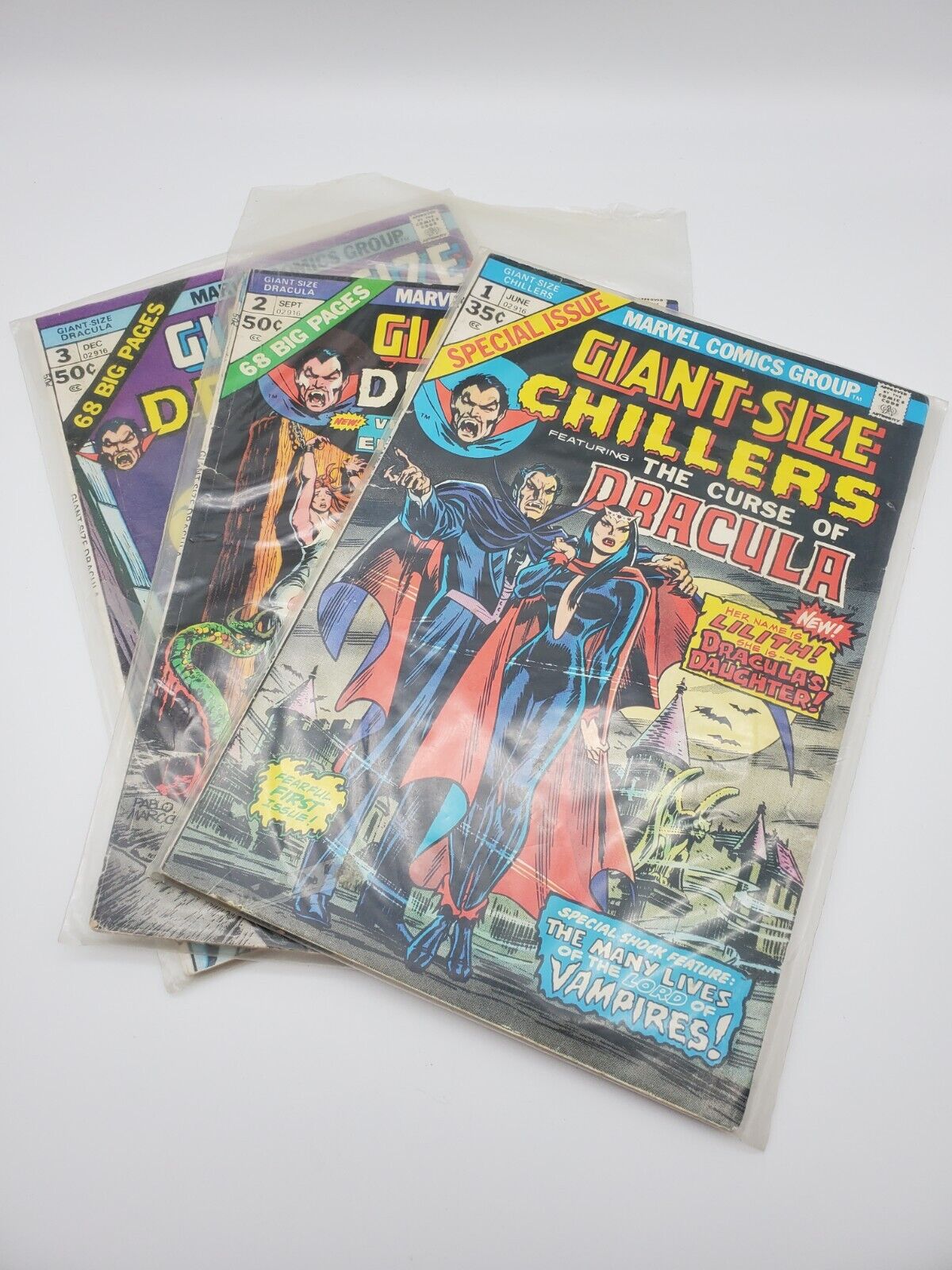 Giant-Size Chillers Curse of Dracula 1st Lilith MCU 1974, 3 Issues I #1, #2, #3