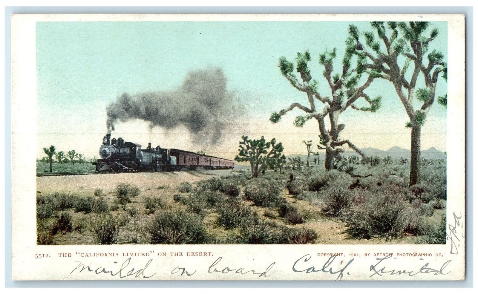 c1905 The California Limited On The Desert Train Smokestacks Railway CA Postcard