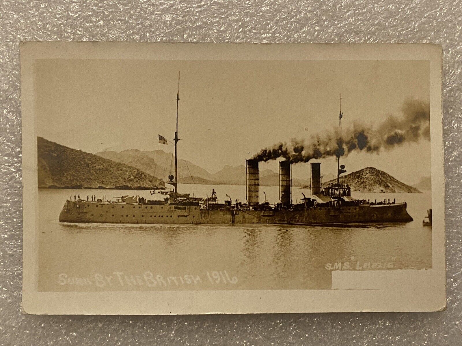 WW1 Circa 1914 RPPC Of SMS Leipzig German Navy Cruiser Sunk By The British WWI