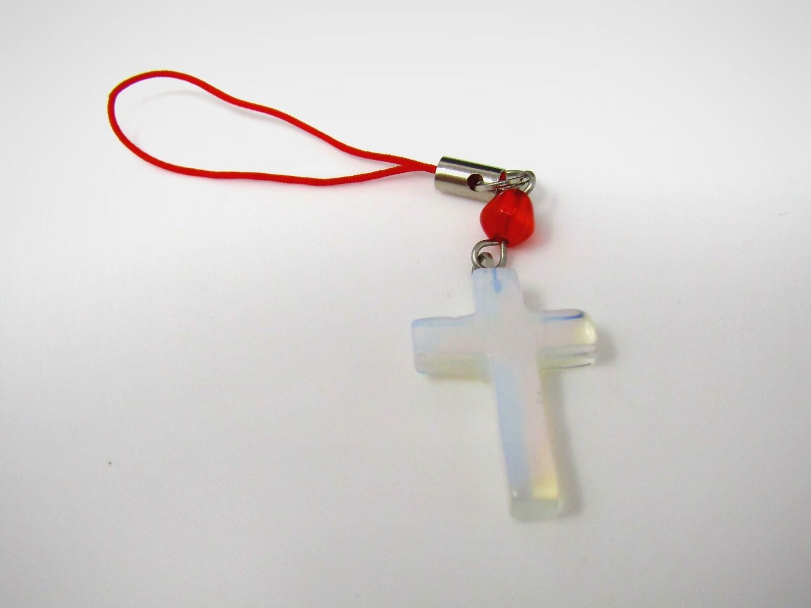 Vintage Christian Cross Pendant: Colorful Sheen Glass Deign