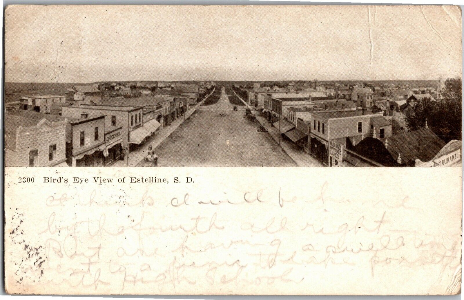 Aerial View of Estelline SD c1907 Vintage Postcard K34