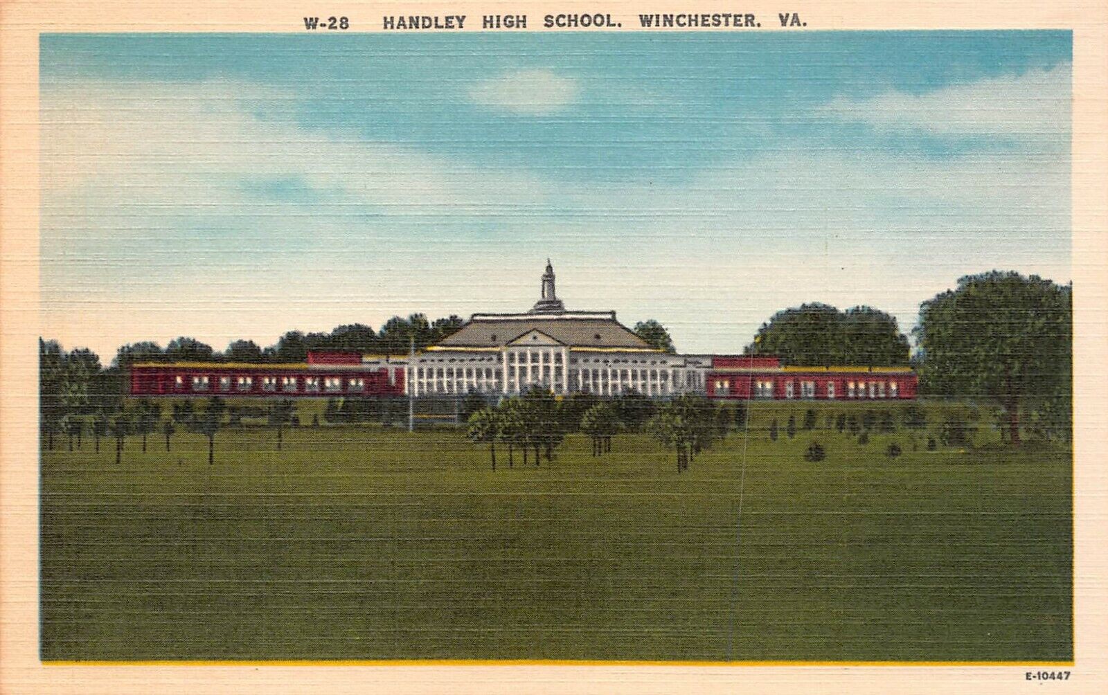 Winchester VA Virginia~Handley High School Front View~Vintage Linen Postcard 