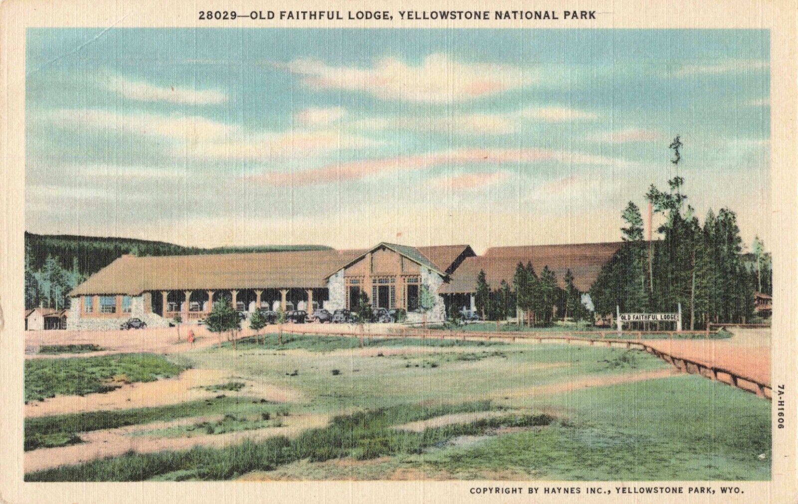 Yellowstone National Park WY Wyoming, Old Faithful Lodge, Vintage Postcard